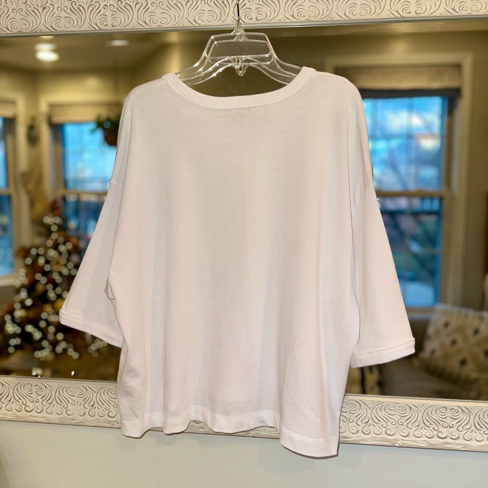 New Madewell 100% Cotton Relaxed Short Sleeves Boxy White Tee - Medium - Picture 5 of 8